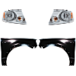 4-Piece Kit Driver and Passenger Side Halogen Headlight, With bulb(s), OE Replacement, Includes (2) Fender and (2) Headlight
