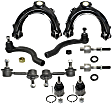 10-Piece Kit Front, Driver and Passenger Side, Upper Control Arm Kit, Includes (2) Ball Joint, (2) Control Arm, (2) Sway Bar Link, and (4) Tie Rod End