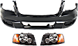 3-Piece Kit, Front Primed Bumper Cover, Includes (1) Bumper Cover and (2) Headlight