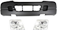3-Piece Kit, Front Textured Bumper Cover, For Models Without Sport Package, Includes (1) Bumper Cover and (2) Headlight