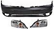 2006 Ford Focus - 3-Piece Kit Driver and Passenger Side Halogen Headlight, With bulb(s), For Models Without Appearance Package, OE Replacement, CAPA Certified  Includes (1) Bumper Cover and (2) Headlight