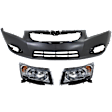 2014 Chevrolet Cruze - 3-Piece Kit Driver and Passenger Side Halogen Headlight, With bulb(s), OE Replacement,  Includes (1) Bumper Cover and (2) Headlight