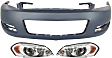 2010 Chevrolet Impala - 3-Piece Kit Driver and Passenger Side Halogen Headlight, With bulb(s), OE Replacement, CAPA Certified  Includes (1) Bumper Cover and (2) Headlight