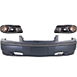3-Piece Kit, Front Primed Bumper Cover, Includes (1) Bumper Cover and (2) Headlight