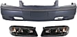 3-Piece Kit, Front Primed Bumper Cover, Includes (1) Bumper Cover and (2) Headlight