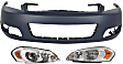 2012 Chevrolet Impala - 3-Piece Kit Front Primed Bumper Cover,  Includes (1) Bumper Cover and (2) Headlight