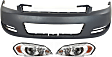 2007 Chevrolet Impala - 3-Piece Kit Driver and Passenger Side Halogen Headlight, With bulb(s), OE Replacement,  Includes (1) Bumper Cover and (2) Headlight