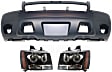 2007 Chevrolet Suburban 1500 - 3-Piece Kit Driver and Passenger Side Halogen Headlight, With bulb(s),  For Models Without Off Road Package, OE Replacement, Sport Utility,  Includes (1) Bumper Cover and (2) Headlight