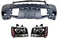 2011 Chevrolet Suburban 2500 - 3-Piece Kit Driver and Passenger Side Halogen Headlight, With bulb(s),  For Models With Off Road Package (Rectangular Fog Lights), OE Replacement, Sport Utility,  Includes (1) Bumper Cover and (2) Headlight