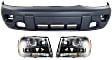 2003 Chevrolet Trailblazer - 3-Piece Kit Driver and Passenger Side Halogen Headlight, With bulb(s), For Models With 2-Tone Paint, OE Replacement,  Includes (1) Bumper Cover and (2) Headlight