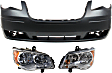 2008 Chrysler Town & Country - 3-Piece Kit Driver and Passenger Side Halogen Headlight, With bulb(s), For Models Without Chrome Insert, OE Replacement, CAPA Certified  Includes (1) Bumper Cover and (2) Headlight