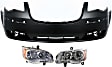 3-Piece Kit, Front Primed Bumper Cover, For Models With Chrome Insert, Includes (1) Bumper Cover and (2) Headlight