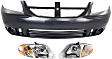 3-Piece Kit, Front Primed Bumper Cover, CAPA Certified, Includes (1) Bumper Cover and (2) Headlight