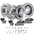 4-Wheel Set Front and Rear Brake Disc and Pad Kit, Plain Surface 5 Lugs Front-344.93 mm/Rear-320.04 mm Front-Ceramic/Rear-Organic Pro-Line Series, Includes (2) Brake Pad Set and (4) Brake Disc