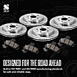 4-Wheel Set Front and Rear Brake Disc and Pad Kit, Plain Surface 5 Lugs Front-344.93 mm/Rear-320.04 mm Front-Ceramic/Rear-Organic Pro-Line Series, Includes (2) Brake Pad Set and (4) Brake Disc