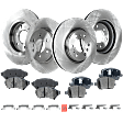 8-Piece Kit Front and Rear Brake Disc and Pad Kit, Plain Surface, 6 Lugs, Ceramic, Cast Iron, Pro-Line Series