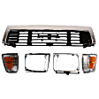 5-Piece Kit, Grille Chrome Shell with Painted Black Insert, 4WD, Includes (2) Corner Light, (1) Grille, and (2) Headlight Door