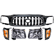 5-Piece Kit, Grille Paintable, Includes (2) Corner Light, (1) Grille, and (2) Headlight