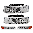 2-Piece Kit Driver and Passenger Side Halogen Headlight, With bulb(s), Clear Lens, Chrome Interior, Includes (1) Headlight and (1) Parking Light