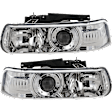 2-Piece Kit Driver and Passenger Side Halogen Headlight, With bulb(s), Clear Lens, Chrome Interior, Includes (1) Headlight and (1) Parking Light