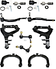 12-Piece Kit Front, Driver and Passenger Side, Upper and Lower Control Arm Kit, Includes (2) Ball Joint, (4) Control Arm, (2) Sway Bar Link, and (4) Tie Rod End