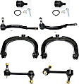 8-Piece Kit Front, Driver and Passenger Side, Upper Control Arm Kit, Includes (2) Ball Joint, (2) Control Arm, (2) Sway Bar Link, and (2) Tie Rod End