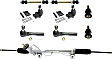 9-Piece Kit Front, Driver and Passenger Side Suspension with Ball Joints, Steering Rack, Sway Bar Links, and Tie Rod Ends, Rear Wheel Drive