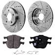 2011 Volvo S40 - 4-Piece Kit Front Brake Disc and Pad Kit, Cross-drilled and Slotted, 5 Lugs, Ceramic, 278mm  Disc, 278mm, 300mm or 30mm Brake Rotors, 2.5L 5Cyl,  Includes (2) Brake Disc and (1) Brake Pad Set