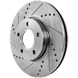 2011 Volvo S40 - 4-Piece Kit Front Brake Disc and Pad Kit, Cross-drilled and Slotted, 5 Lugs, Ceramic, 278mm  Disc, 278mm, 300mm or 30mm Brake Rotors, 2.5L 5Cyl,  Includes (2) Brake Disc and (1) Brake Pad Set