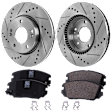 2-Wheel Set Front Brake Disc and Pad Kit, Cross-drilled and Slotted 5 Lugs 279.91 mm Ceramic, Includes (2) Brake Disc and (1) Brake Pad Set