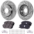 2-Wheel Set Front Brake Disc and Pad Kit, Cross-drilled and Slotted 5 Lugs 279.91 mm Ceramic FWD, Includes (2) Brake Disc and (1) Brake Pad Set