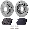 2-Wheel Set Front Brake Disc and Pad Kit, Cross-drilled and Slotted 5 Lugs 279.91 mm Ceramic, Includes (2) Brake Disc and (1) Brake Pad Set