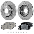 2-Wheel Set Front Brake Disc and Pad Kit, Cross-drilled and Slotted 5 Lugs 279.91 mm Ceramic, Includes (2) Brake Disc and (1) Brake Pad Set