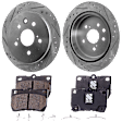 2-Wheel Set Rear Brake Disc and Pad Kit, Cross-drilled and Slotted 5 Lugs 291.08 mm Ceramic, Includes (1) Brake Pad Set and (2) Brake Disc
