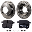2-Wheel Set Rear Brake Disc and Pad Kit, Cross-drilled and Slotted 5 Lugs 261.87 mm Ceramic, Includes (2) Brake Disc and (1) Brake Pad Set
