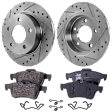 2-Wheel Set Rear Brake Disc and Pad Kit, Cross-drilled and Slotted 5 Lugs 264.92 mm Ceramic, Includes (2) Brake Disc and (1) Brake Pad Set