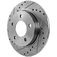 2-Wheel Set Rear Brake Disc and Pad Kit, Cross-drilled and Slotted 5 Lugs 264.92 mm Ceramic, Includes (2) Brake Disc and (1) Brake Pad Set
