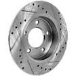 2-Wheel Set Rear Brake Disc and Pad Kit, Cross-drilled and Slotted 5 Lugs 264.92 mm Ceramic, Includes (2) Brake Disc and (1) Brake Pad Set