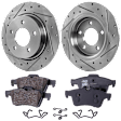 2-Wheel Set Rear Brake Disc and Pad Kit, Cross-drilled and Slotted 5 Lugs 279.91 mm Ceramic, Includes (2) Disc and (1) Pad Set