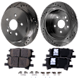 2-Wheel Set Rear Brake Disc and Pad Kit, Cross-drilled and Slotted 5 Lugs 288.04 mm Ceramic, Includes (1) Brake Pad Set and (2) Brake Disc