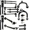 18-Piece Kit Front Control Arm Kit Includes (6) Control Arm, (2) Sway Bar Link, (2) Ball Joint, (4) Tie Rod End and (4) Shock Absorber and Strut Assembly