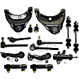 15-Piece Kit Front Control Arm Kit Includes (2) Control Arm, (4) Tie Rod End, (2) Tie Rod Adjusting Sleeve, (2) Ball Joint, (1) Idler Arm, (1) Pitman Arm, (1) Idler Arm Bracket and (2) Sway Bar Link