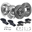 4-Wheel Set Front and Rear Brake Disc and Pad Kit, Plain Surface 6 Lugs Front and Rear-325.12 mm Front-Ceramic/Rear-Semi-Metallic Pro-Line Series, Includes (2) Brake Pad Set and (4) Brake Disc