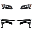 4-Piece Kit Driver and Passenger Side Halogen Headlight, With bulb(s), Sedan, OE Replacement, CAPA Certified, Includes (2) Fender and (2) Headlight