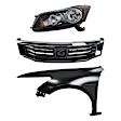 3-Piece Kit Driver Side Halogen Headlight, Sedan, Includes (1) Fender, (1) Grille Assembly, and (1) Headlight, CAPA Certified