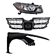 3-Piece Kit Passenger Side Halogen Headlight, Coupe (2011-2012 Style), Includes (1) Fender, (1) Grille Assembly, and (1) Headlight