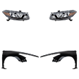 4-Piece Kit Driver and Passenger Side Halogen Headlight, With bulb(s), OE Replacement, Includes (2) Fender and (2) Headlight
