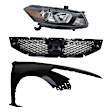 3-Piece Kit Passenger Side Halogen Headlight, Coupe (2008-2010 Style), Includes (1) Fender, (1) Grille Assembly, and (1) Headlight