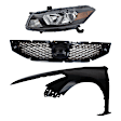 3-Piece Kit Driver Side Halogen Headlight, Coupe (2008-2010 Style), Includes (1) Fender, (1) Grille Assembly, and (1) Headlight