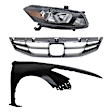 2011 Honda Accord - 3-Piece Kit Passenger Side Halogen Headlight, With bulb(s),  (2011-2012 Style), OE Replacement, Coupe,  Includes (1) Fender, (1) Grille Assembly, and (1) Headlight